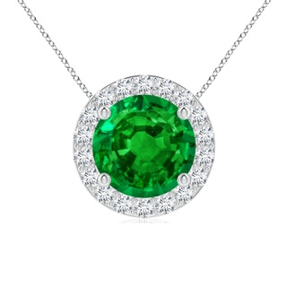 8mm AAAA Vintage Inspired Round Emerald Halo Pendant in P950 Platinum