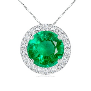 9mm AAA Vintage Inspired Round Emerald Halo Pendant in P950 Platinum