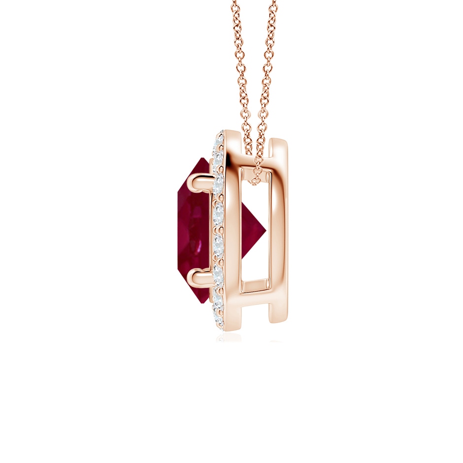 7mm A Vintage Inspired Round Ruby Halo Pendant in Rose Gold side 199