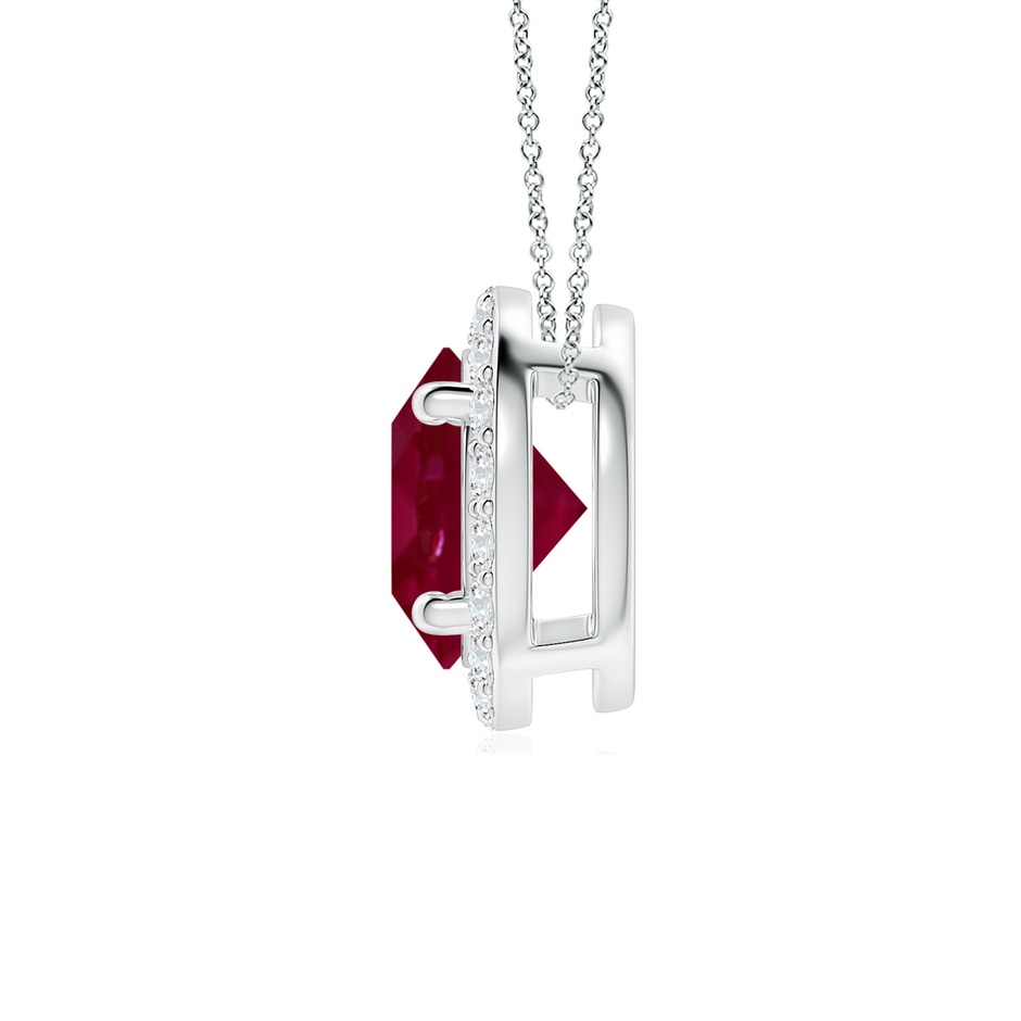 7mm A Vintage Inspired Round Ruby Halo Pendant in White Gold side 199