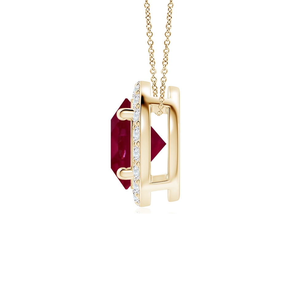 7mm A Vintage Inspired Round Ruby Halo Pendant in Yellow Gold side 199
