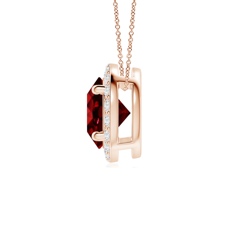 7mm AAAA Vintage Inspired Round Ruby Halo Pendant in Rose Gold side 199