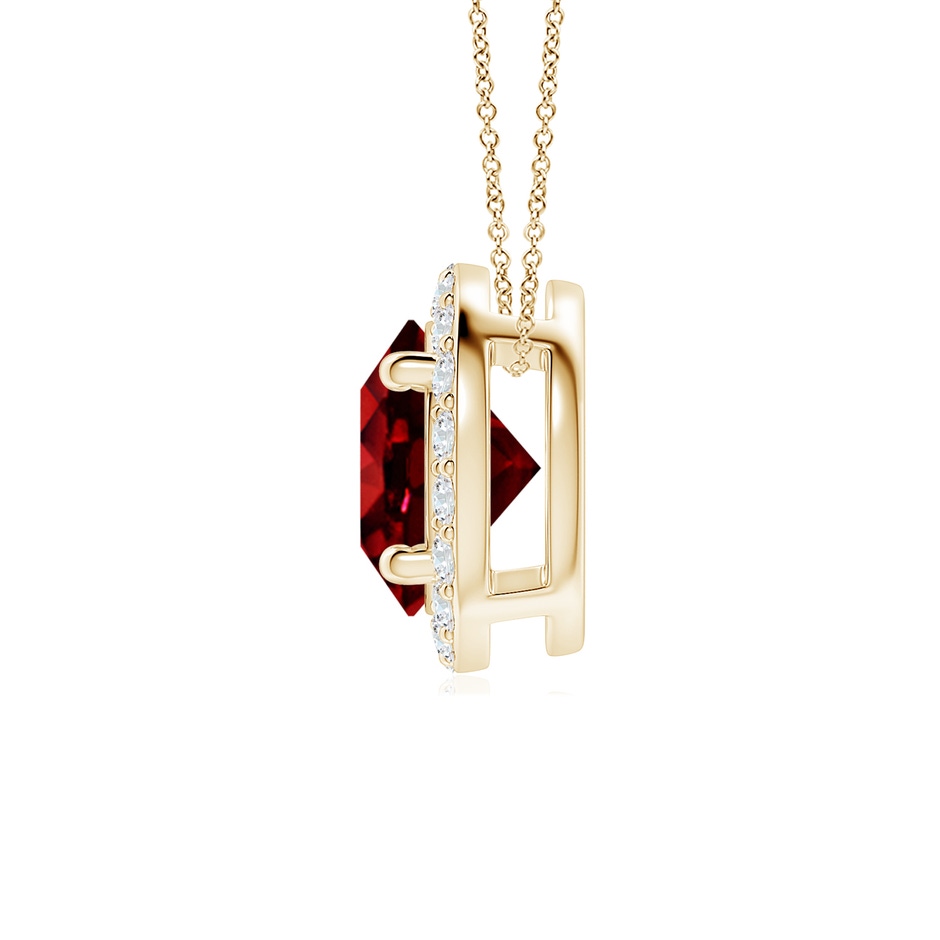 7mm AAAA Vintage Inspired Round Ruby Halo Pendant in Yellow Gold side 199