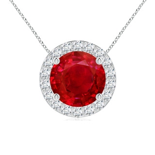 8mm AAA Vintage Inspired Round Ruby Halo Pendant in P950 Platinum