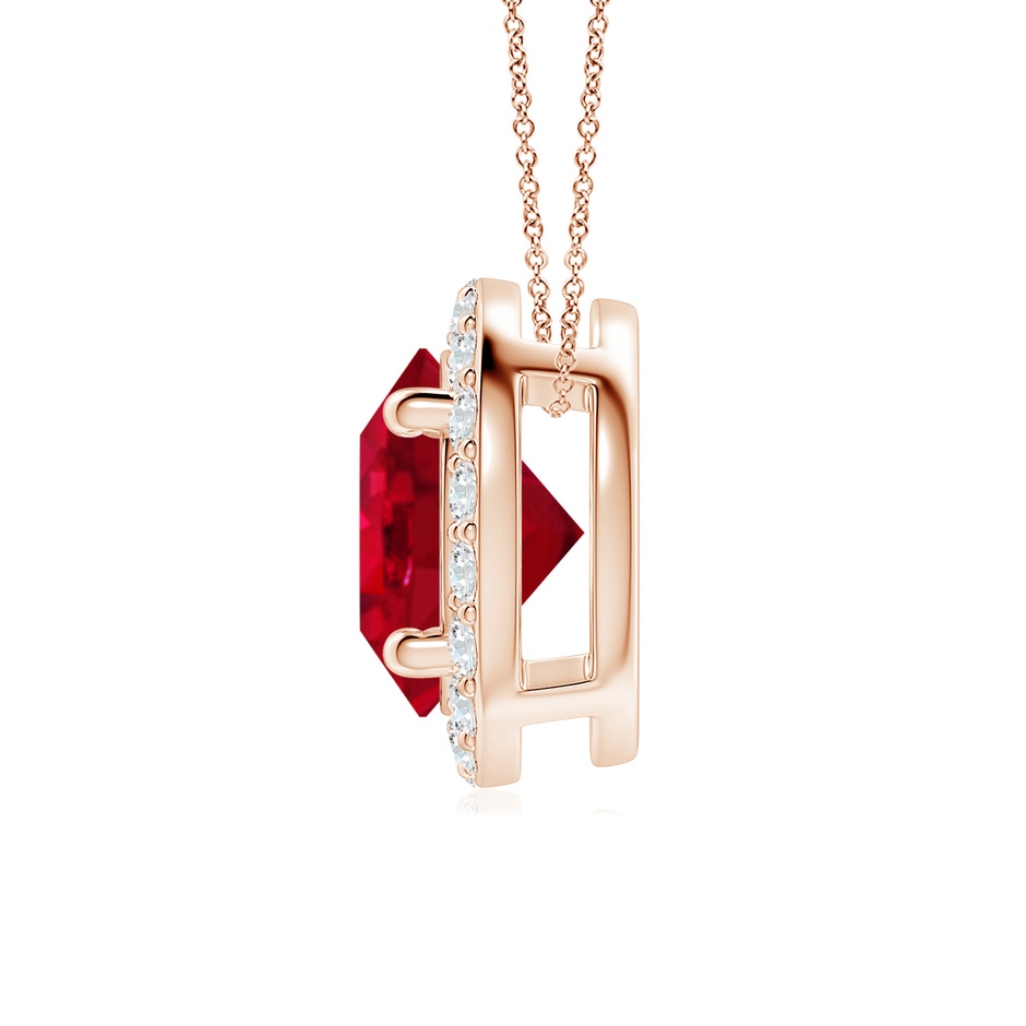 8mm AAA Vintage Inspired Round Ruby Halo Pendant in Rose Gold side 199