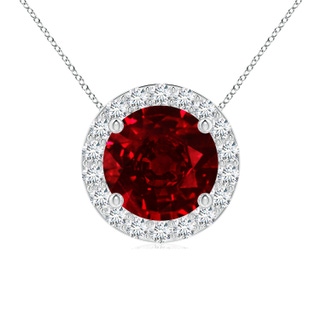 8mm AAAA Vintage Inspired Round Ruby Halo Pendant in P950 Platinum