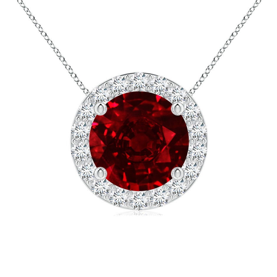 8mm AAAA Vintage Inspired Round Ruby Halo Pendant in P950 Platinum 