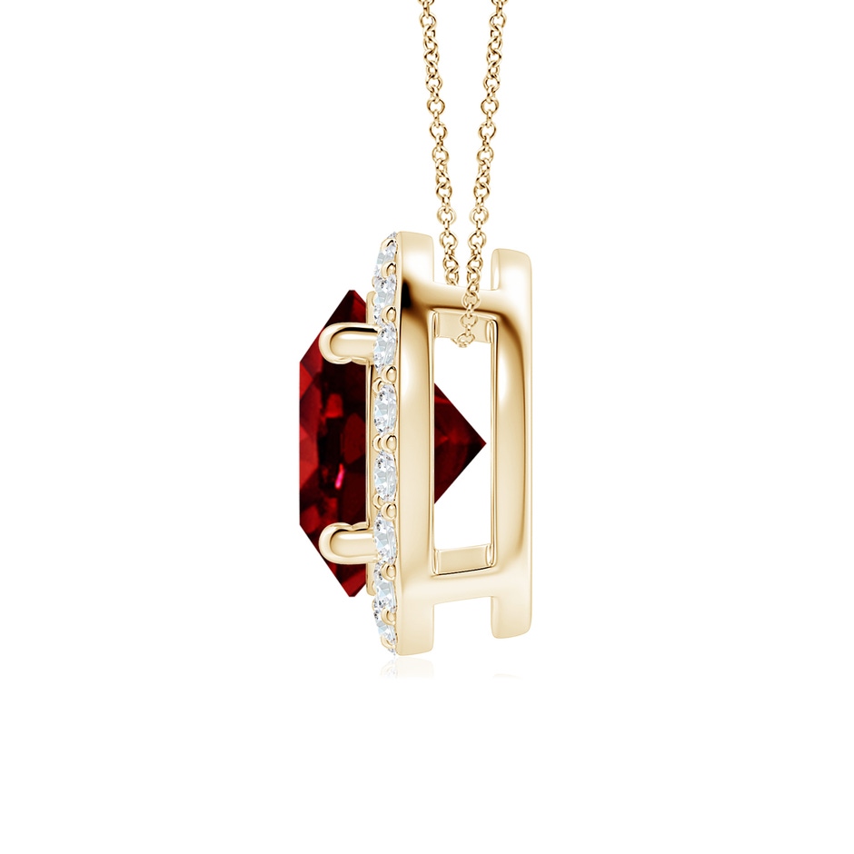 8mm AAAA Vintage Inspired Round Ruby Halo Pendant in Yellow Gold side 199