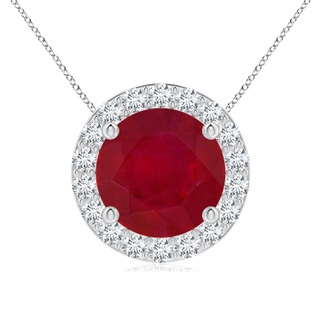 9mm AA Vintage Inspired Round Ruby Halo Pendant in P950 Platinum
