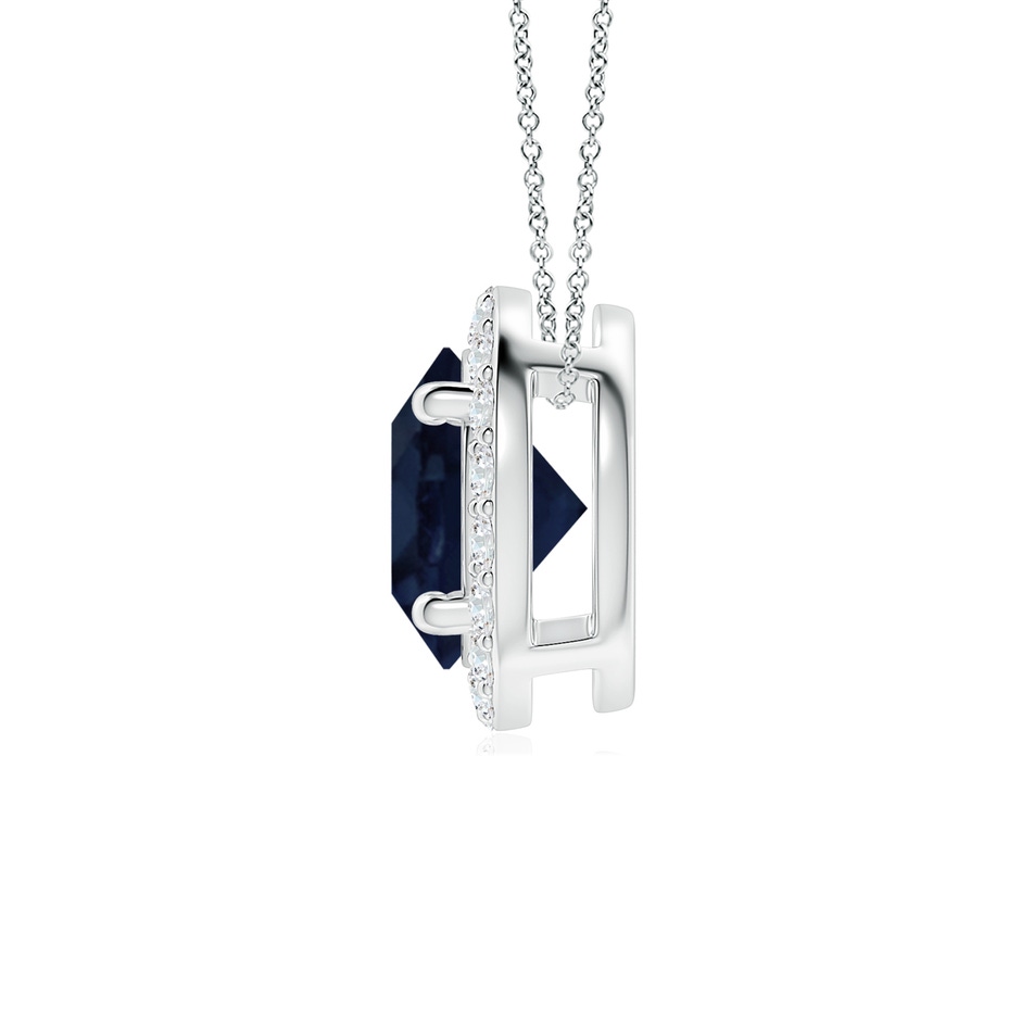7mm A Vintage Inspired Round Blue Sapphire Halo Pendant in White Gold side 199