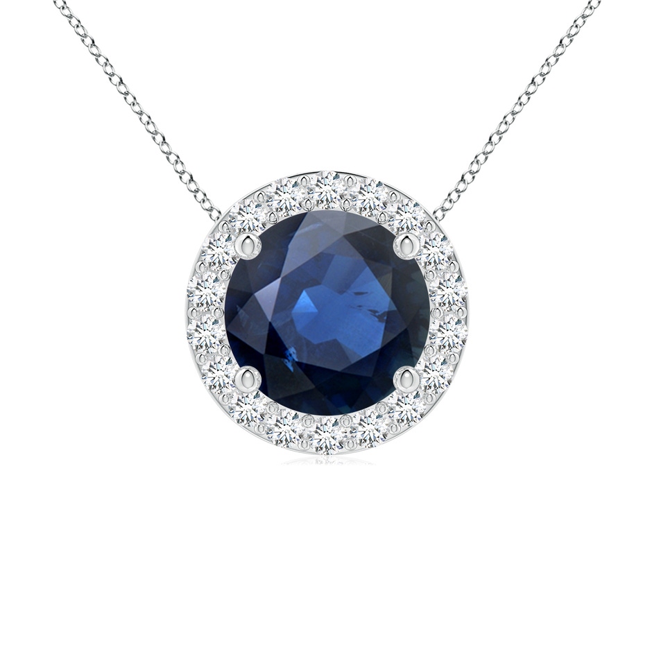 7mm AA Vintage Inspired Round Blue Sapphire Halo Pendant in P950 Platinum 