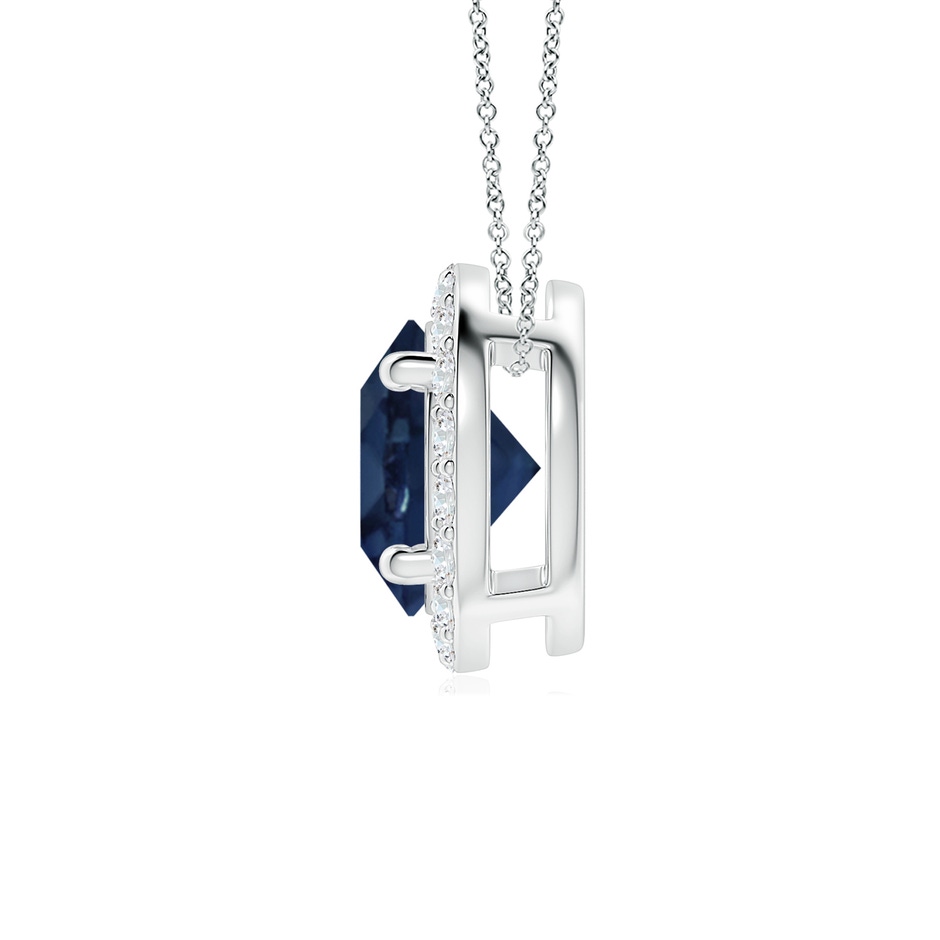 7mm AA Vintage Inspired Round Blue Sapphire Halo Pendant in P950 Platinum side 199