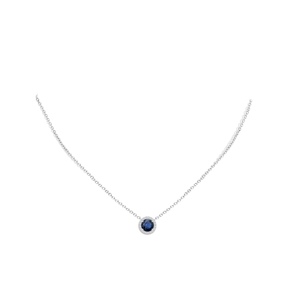 7mm AA Vintage Inspired Round Blue Sapphire Halo Pendant in P950 Platinum pen