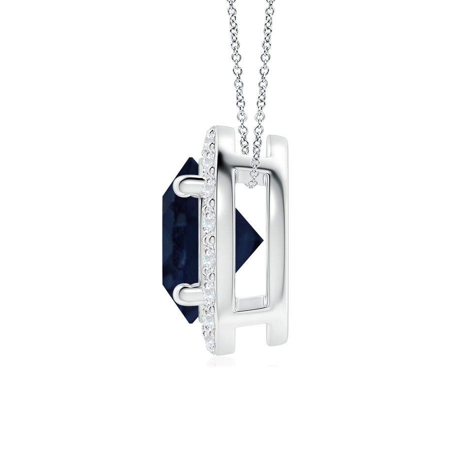 8mm A Vintage Inspired Round Blue Sapphire Halo Pendant in 18K White Gold side 199