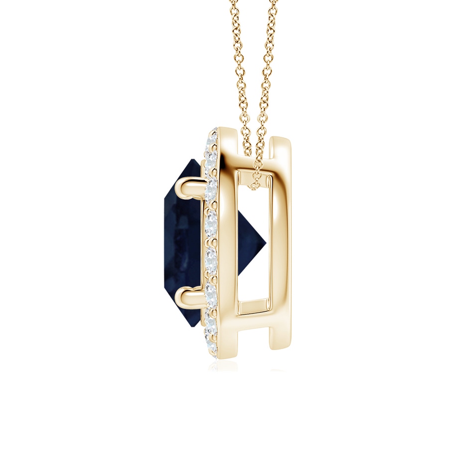 8mm A Vintage Inspired Round Blue Sapphire Halo Pendant in Yellow Gold side 199