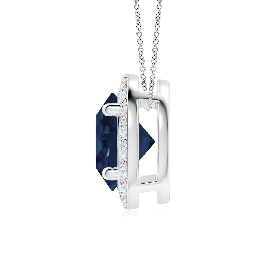 8mm AA Vintage Inspired Round Blue Sapphire Halo Pendant in White Gold side 199