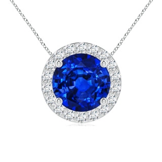 8mm Lab-Grown Vintage Inspired Round Blue Sapphire Halo Pendant in P950 Platinum