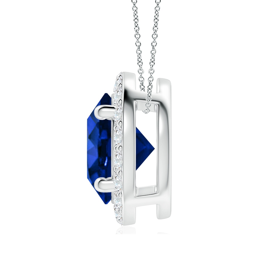 9mm AAAA Vintage Inspired Round Blue Sapphire Halo Pendant in White Gold side 199