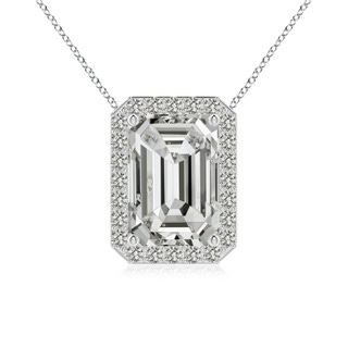 10x7mm KI3 Vintage Inspired Emerald-Cut Diamond Halo Pendant in P950 Platinum