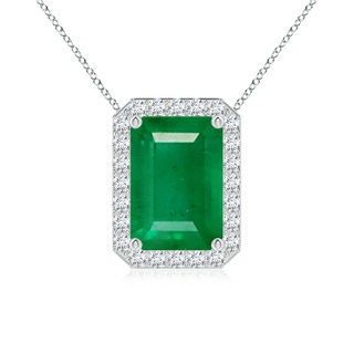 10x8mm AA Vintage Inspired Emerald-Cut Emerald Halo Pendant in P950 Platinum