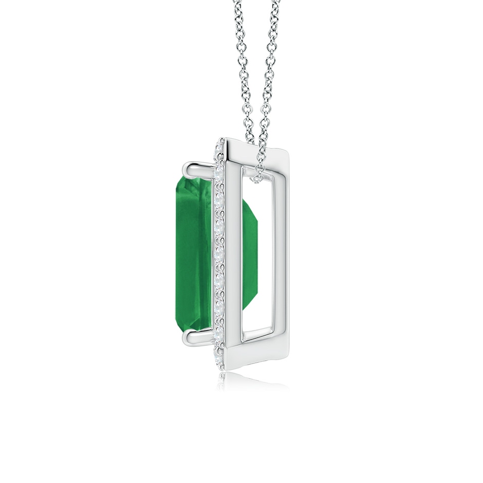 10x8mm AA Vintage Inspired Emerald-Cut Emerald Halo Pendant in P950 Platinum side 199