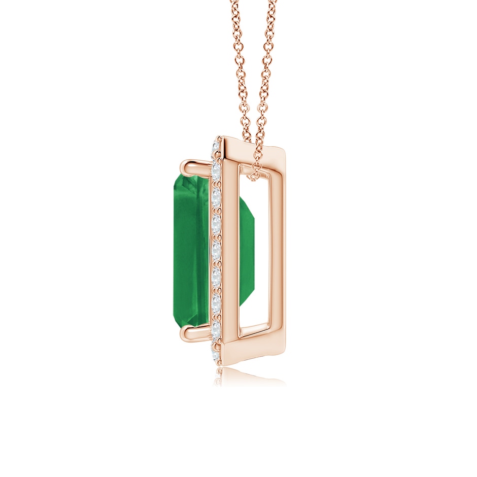 10x8mm AA Vintage Inspired Emerald-Cut Emerald Halo Pendant in Rose Gold side 199