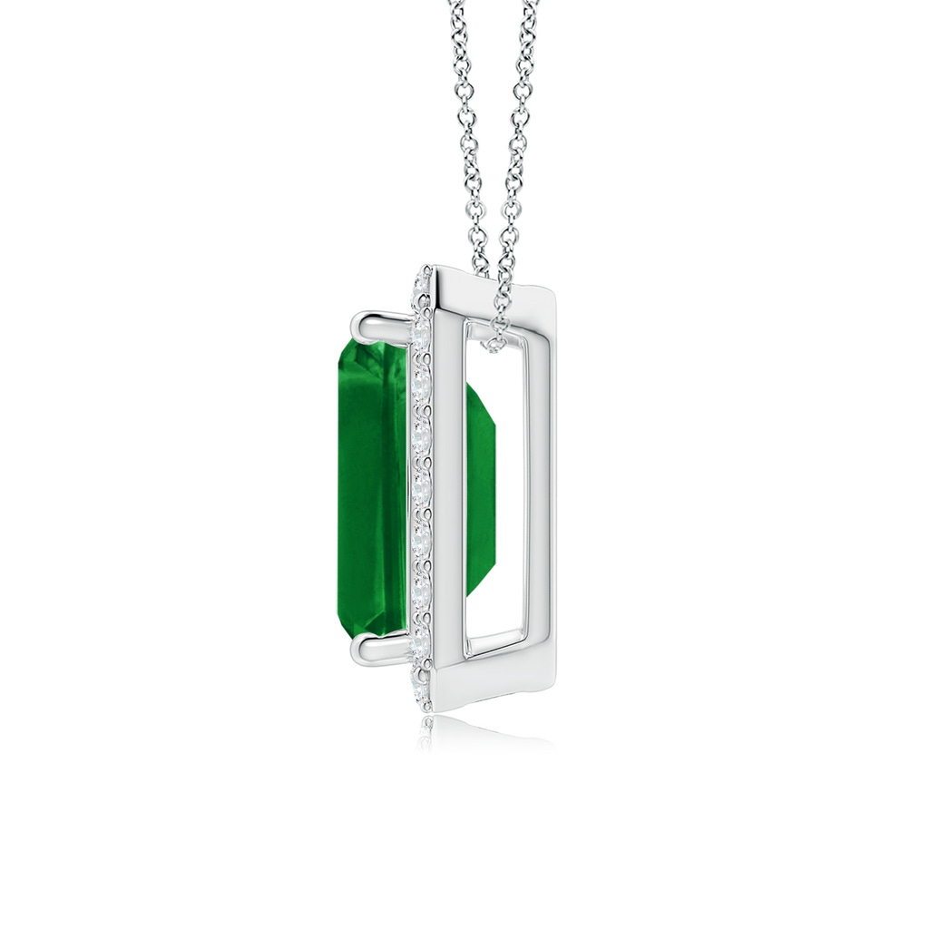 10x8mm AAAA Vintage Inspired Emerald-Cut Emerald Halo Pendant in P950 Platinum - side 199