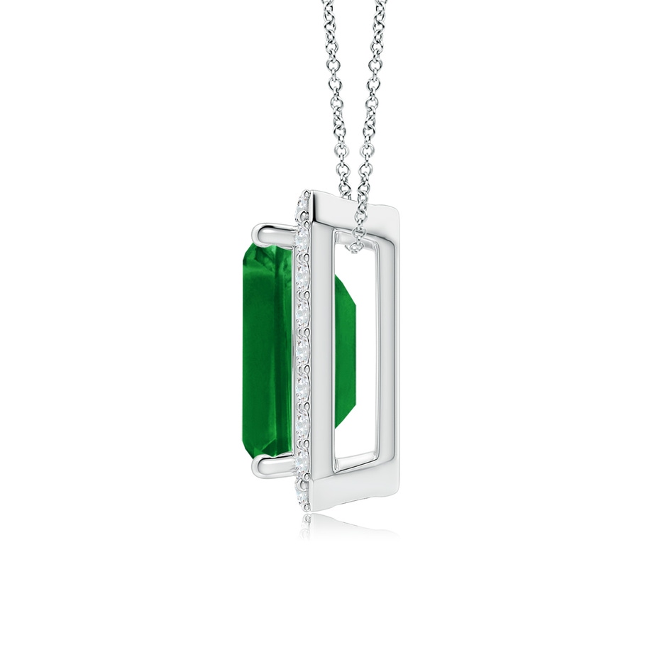 10x8mm AAAA Vintage Inspired Emerald-Cut Emerald Halo Pendant in P950 Platinum side 199