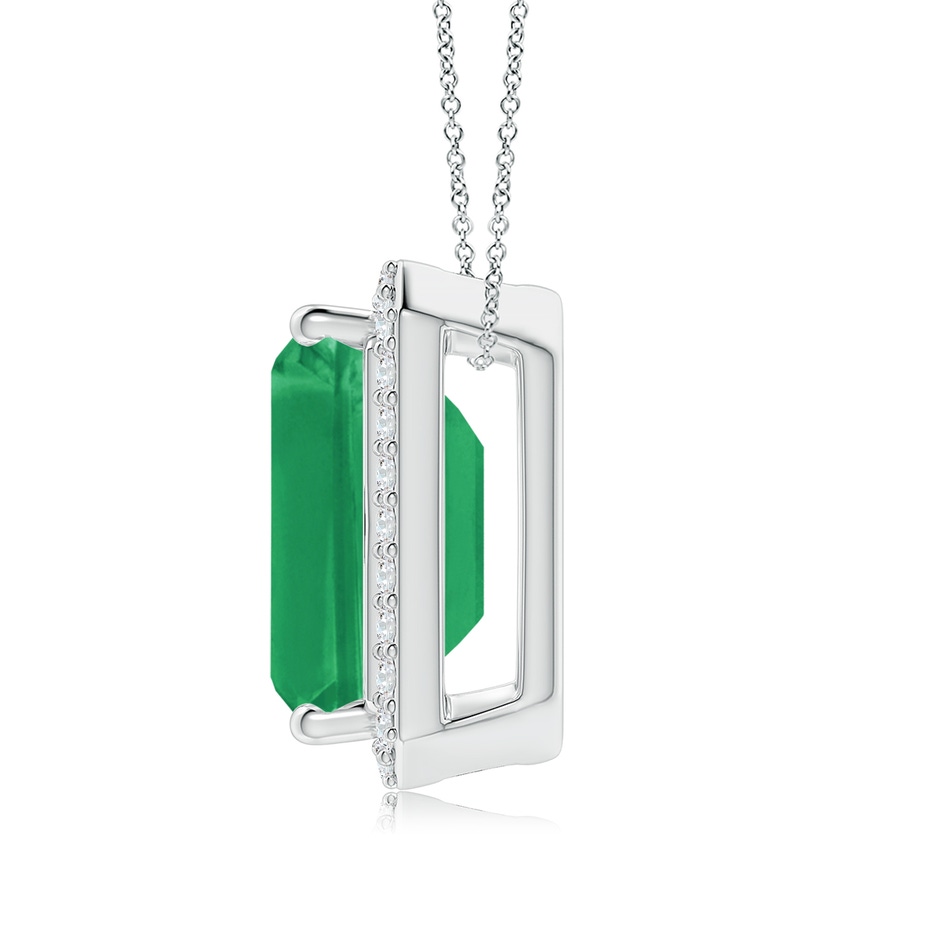 12x10mm A Vintage Inspired Emerald-Cut Emerald Halo Pendant in P950 Platinum side 199