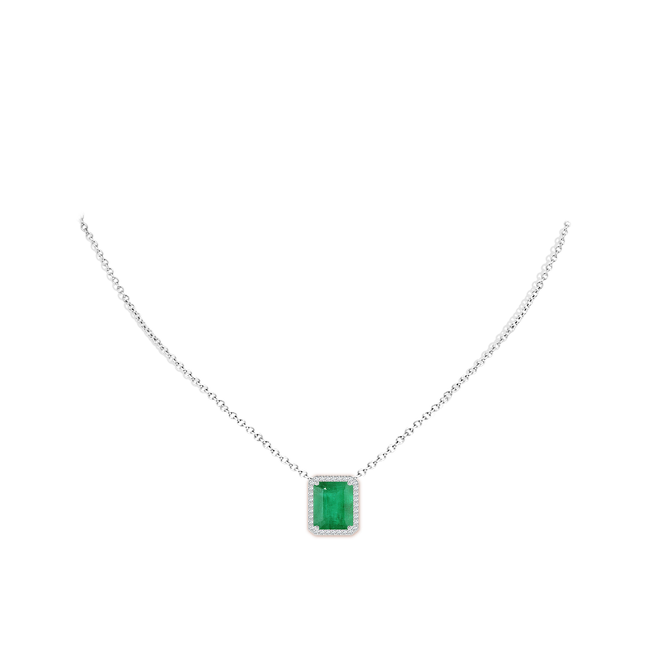 12x10mm A Vintage Inspired Emerald-Cut Emerald Halo Pendant in P950 Platinum pen