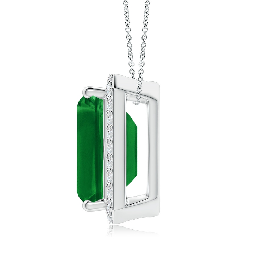 12x10mm AAAA Vintage Inspired Emerald-Cut Emerald Halo Pendant in P950 Platinum side 199