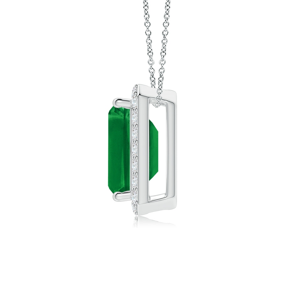 9x7mm AAA Vintage Inspired Emerald-Cut Emerald Halo Pendant in P950 Platinum side 199
