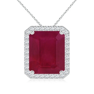 12x10mm A Vintage Inspired Emerald-Cut Ruby Halo Pendant in P950 Platinum