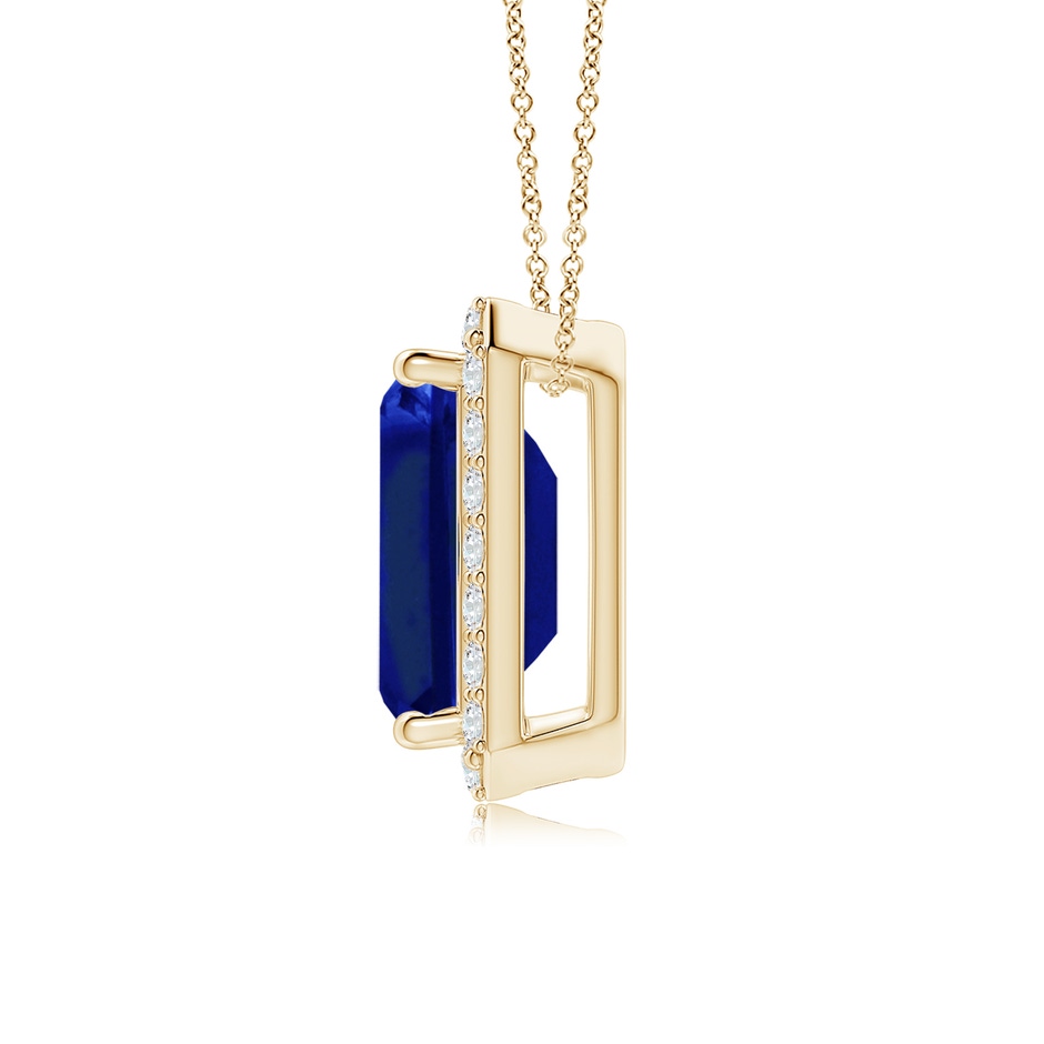 10x8mm Lab-Grown Vintage Inspired Emerald-Cut Blue Sapphire Halo Pendant in Yellow Gold side 199