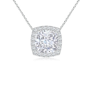 5.5mm GVS2 Vintage Inspired Cushion Diamond Halo Pendant in P950 Platinum