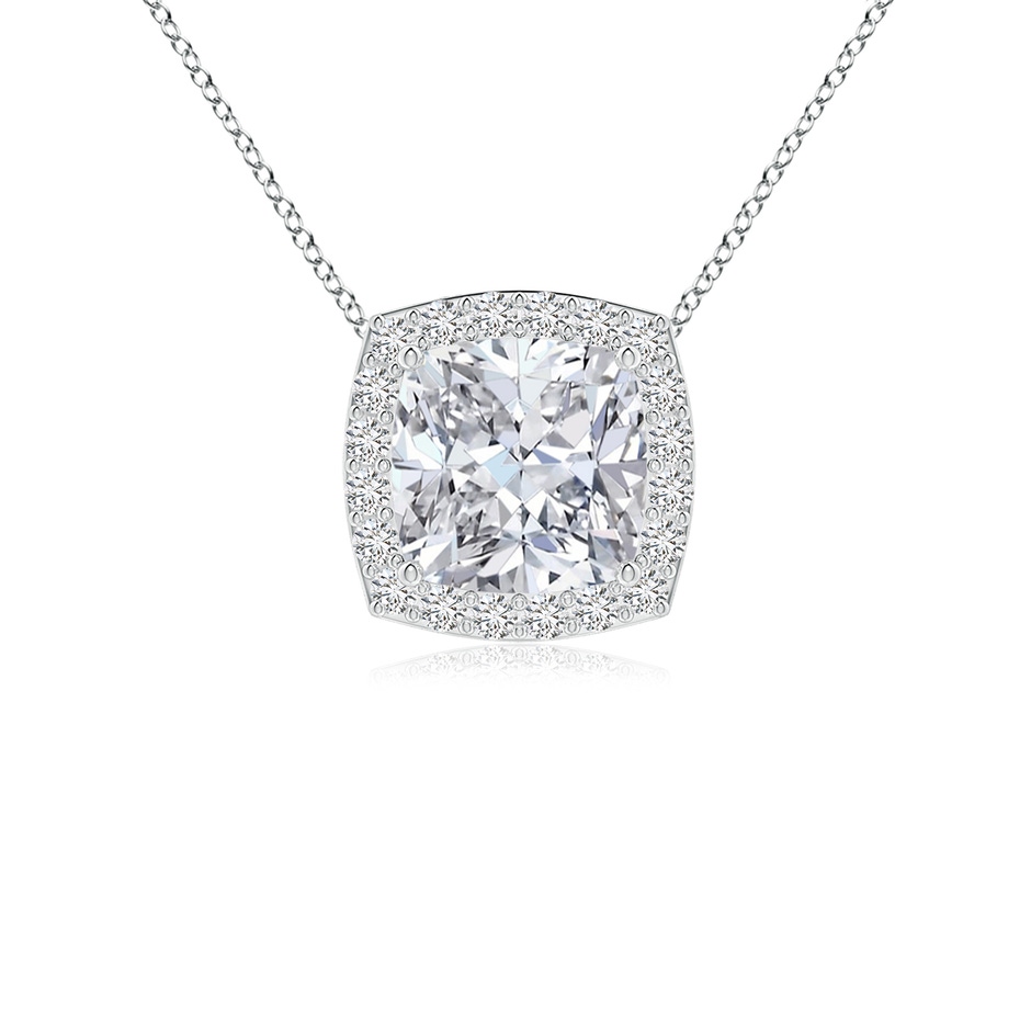 5.5mm HSI2 Vintage Inspired Cushion Diamond Halo Pendant in White Gold 