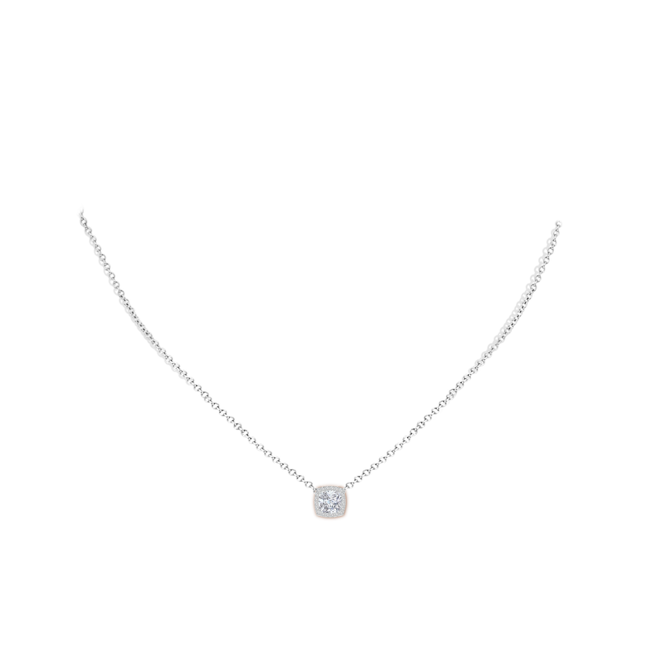 5.5mm HSI2 Vintage Inspired Cushion Diamond Halo Pendant in White Gold pen