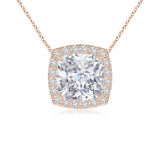 6.5mm HSI2 Vintage Inspired Cushion Diamond Halo Pendant in 9K Rose Gold