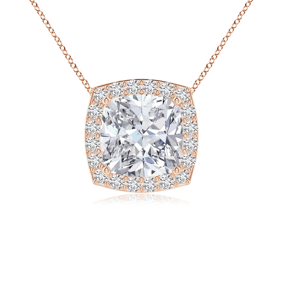 6.5mm HSI2 Vintage Inspired Cushion Diamond Halo Pendant in Rose Gold 