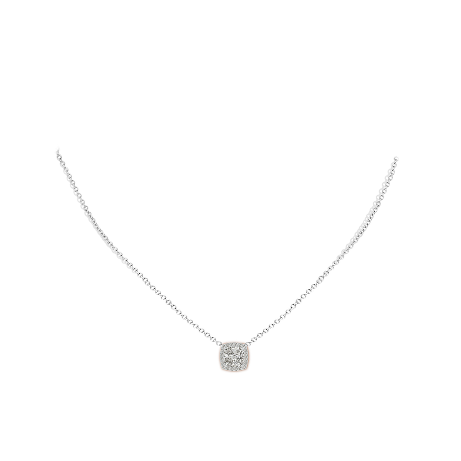 7mm KI3 Vintage Inspired Cushion Diamond Halo Pendant in P950 Platinum pen