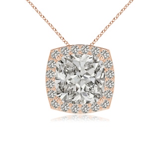 7mm KI3 Vintage Inspired Cushion Diamond Halo Pendant in Rose Gold