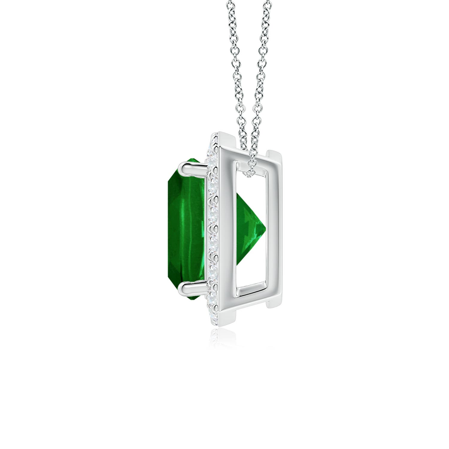 7mm AAAA Vintage Inspired Cushion Emerald Halo Pendant in P950 Platinum