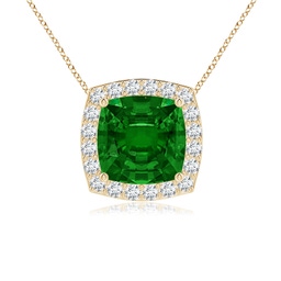 Halo Yellow Gold Emerald Necklaces & Pendants