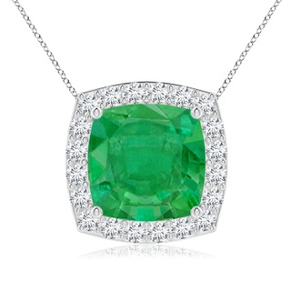 9mm AA Vintage Inspired Cushion Emerald Halo Pendant in P950 Platinum