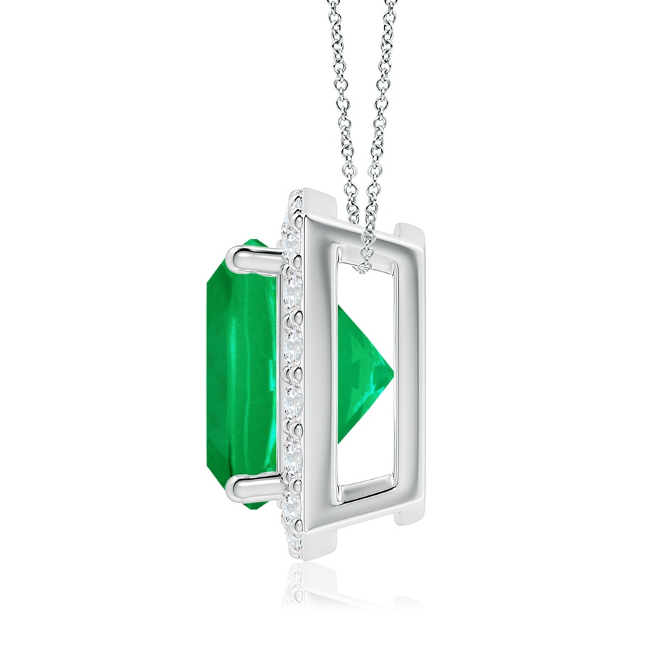 9mm AAA Vintage Inspired Cushion Emerald Halo Pendant in P950 Platinum side 199