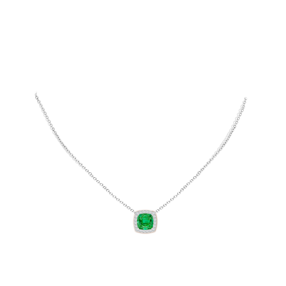 9mm AAA Vintage Inspired Cushion Emerald Halo Pendant in P950 Platinum pen