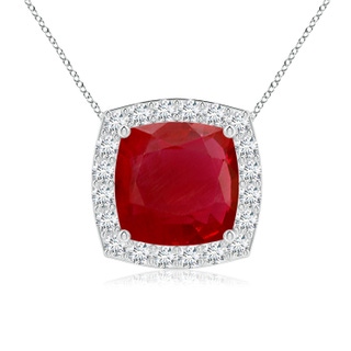 8mm AA Vintage Inspired Cushion Ruby Halo Pendant in P950 Platinum