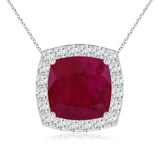 9mm A Vintage Inspired Cushion Ruby Halo Pendant in P950 Platinum