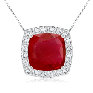 9mm AA Vintage Inspired Cushion Ruby Halo Pendant in P950 Platinum