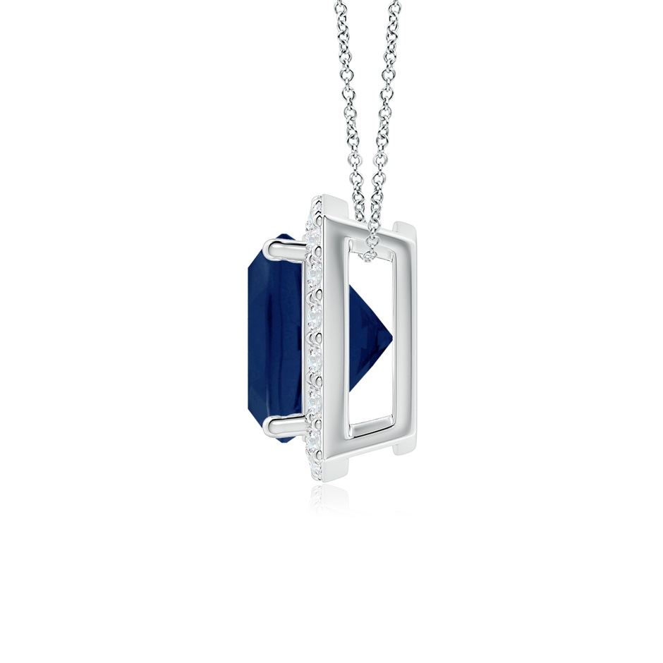 7mm A Vintage Inspired Cushion Blue Sapphire Halo Pendant in White Gold side 199
